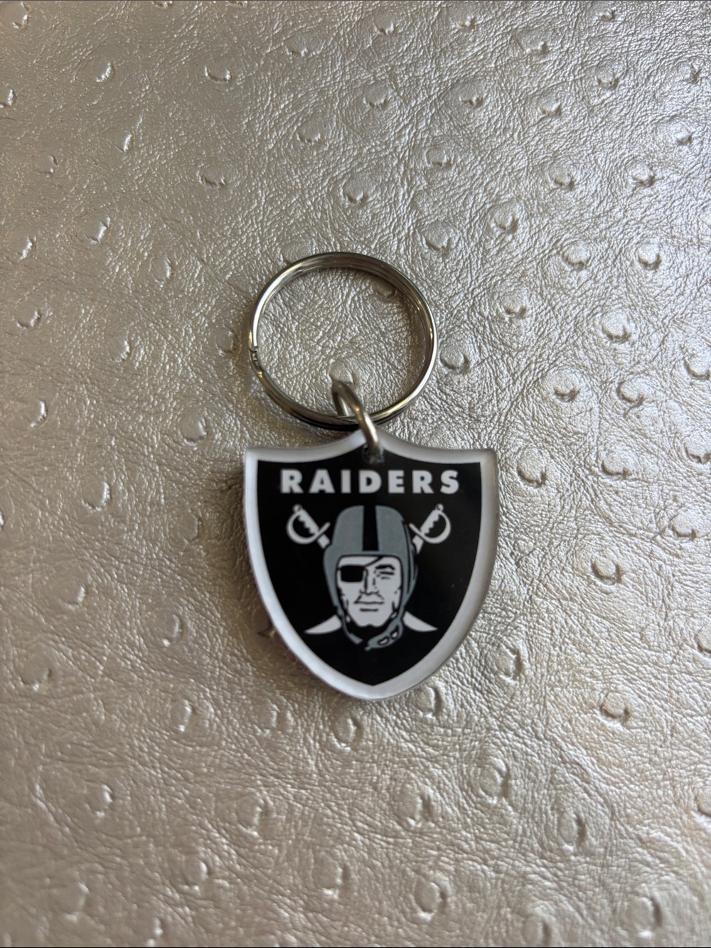 NFL Raiders Black and White Shield Keychain
